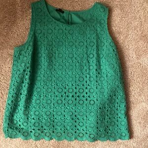 Talbots sleeveless top with cotton embroidery overlay